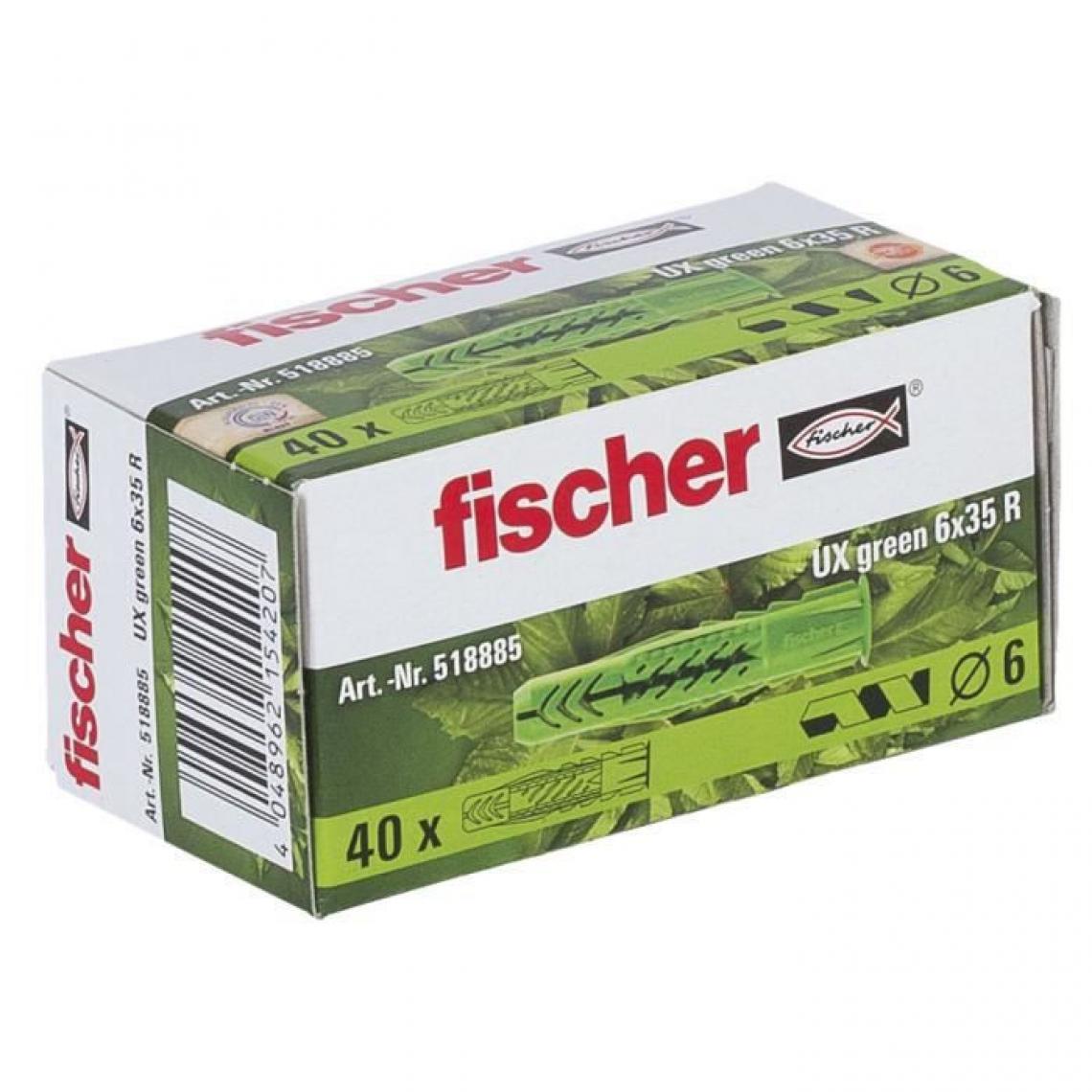 Fischer - FISCHER - Cheville tous matériaux UX Green 6X35 avec collerette - fabriquée a base de matieres premieres renouvelables - Boît - Cheville