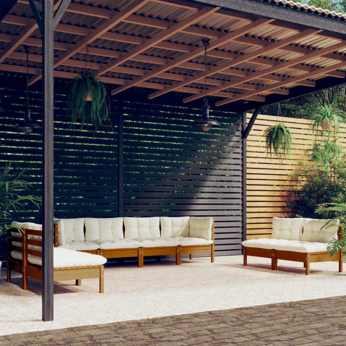 Vidaxl - vidaXL Salon de jardin 8 pcs avec coussins Bois de pin massif - Ensembles canapés et fauteuils