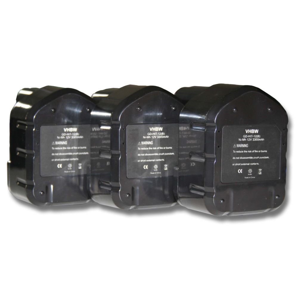 Vhbw - 3x Batterie Ni-MH 3300mAh (12V) vhbw pour outils WR 12DMR, WR12DAF, WR12DAF2, WR12DM comme Hitachi 320386, 320387, 320388, 320606, 320608. - Clouterie