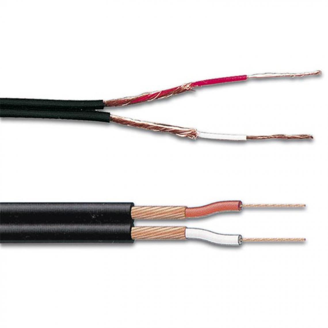 Perel - Cable Cote A Cote Blinde 2 X 0.25Mm - Noir - Adaptateurs