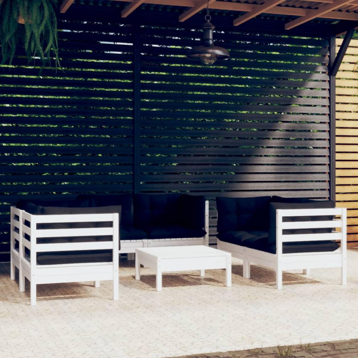 Vidaxl - vidaXL Salon de jardin 7 pcs avec coussins Bois de pin massif - Ensembles canapés et fauteuils