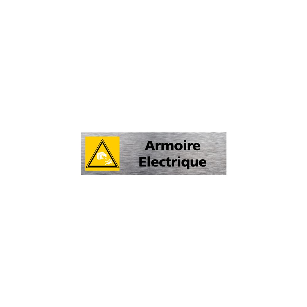 Signaletique Biz - Plaque d'Information Armoire Electrique - Aluminium Brossé Inoxydable - Dimensions 170 x 50 mm - Double face autocollant adhésif au dos - Extincteur & signalétique