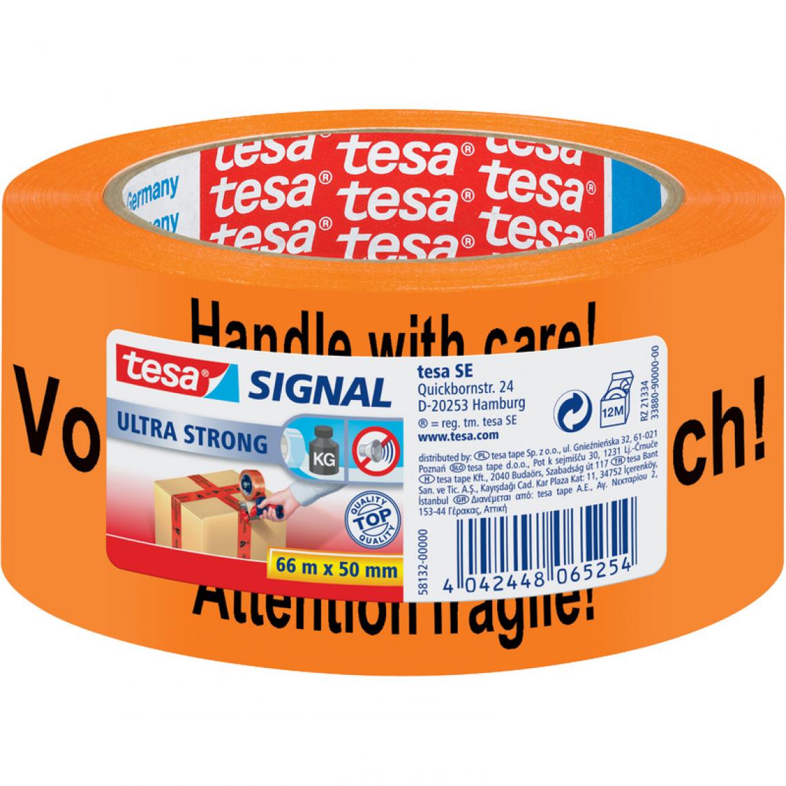 Tesa - tesa Signal Ruban adhésif de signalement Ultra Strong () - Adhésif d'emballage