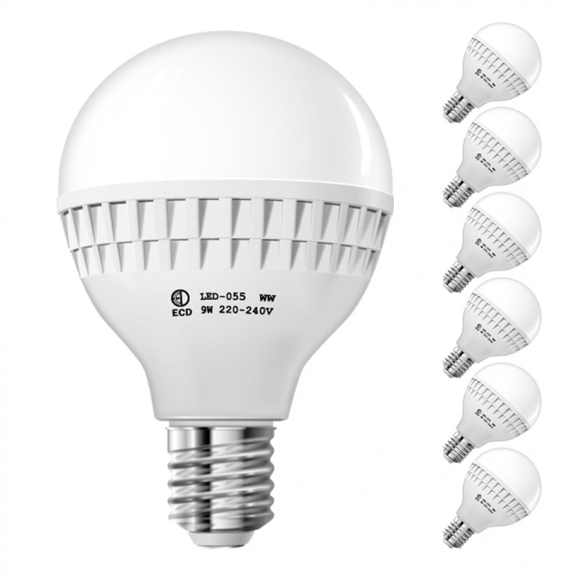 Ecd Germany - ECD Germany 6 x 9W E27 LED Lampe | 6000 Kelvin blanc froid | 584 lumens | 220-240 V | remplace une ampoule halogène de 60 W | Ampoules à économie d'énergie - Ampoules LED