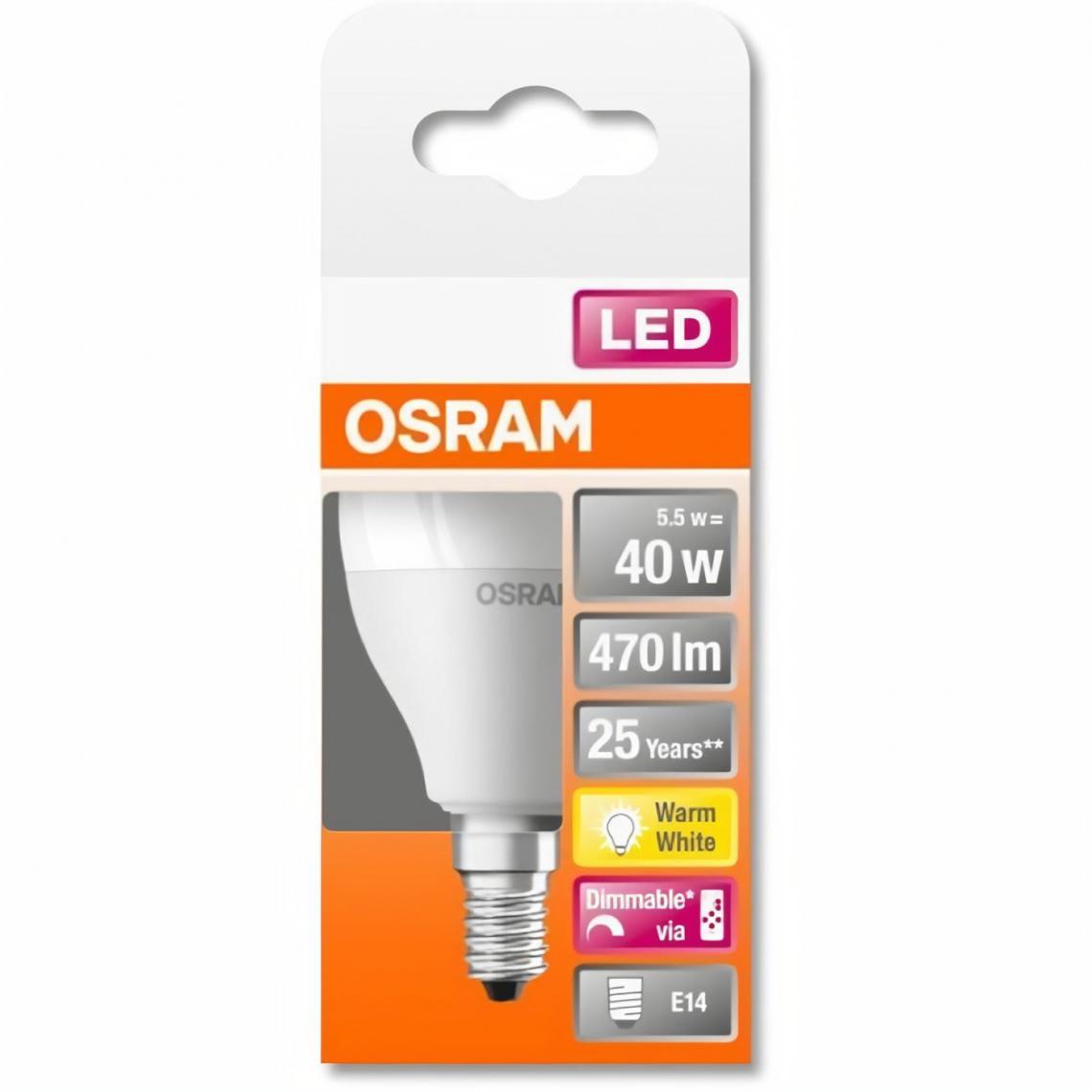 Osram - OSRAM Ampoule LED STAR+ Sphérique RGBW dép radiateur var 5,5W=40 E14 ch - Ampoules LED
