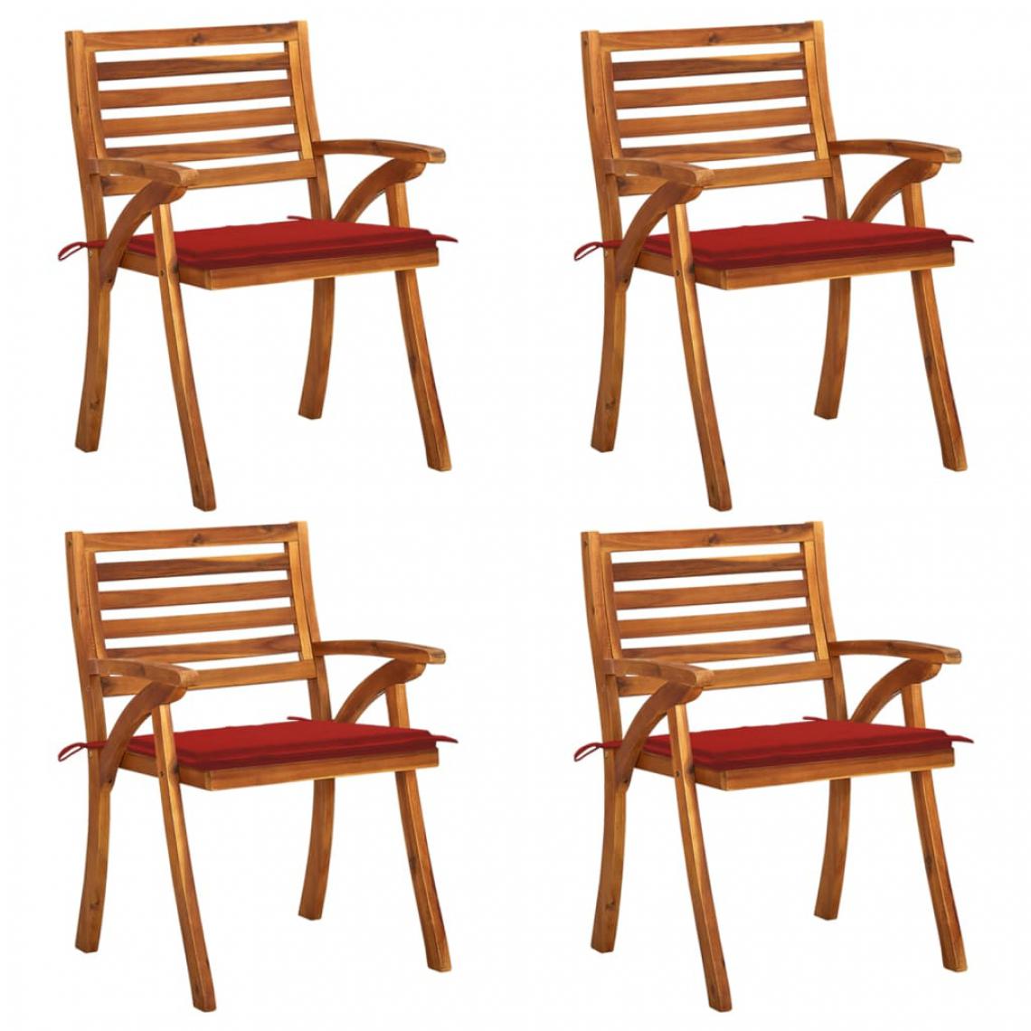 Vidaxl - vidaXL Chaises de jardin avec coussins 4 pcs Bois de teck solide - Chaises de jardin
