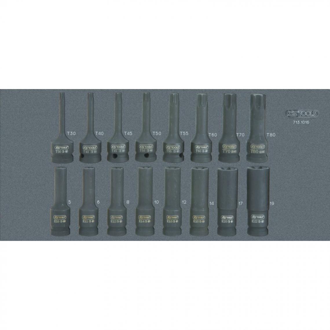 Ks Tools - KS TOOLS 713.1016 Module de douilles à chocs 1/2'', 16 pièces - Casiers de rangement