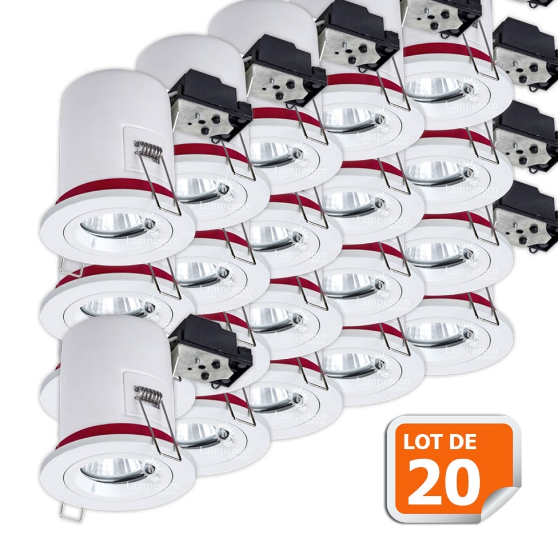 Lampesecoenergie - Lot de 20 Spot BBC Orientable diametre 100mm avec douille GU10 automatique ref. 8025 - Moulures et goulottes