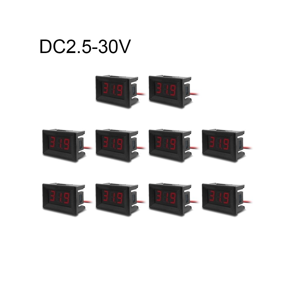 Wewoo - Voltmètre Tensiomètre numérique 10 PCS 0,36 pouces à 2 fils avec coque, écran couleur, Tension de mesure: CC 2,5-30 V (rouge) - Mètres