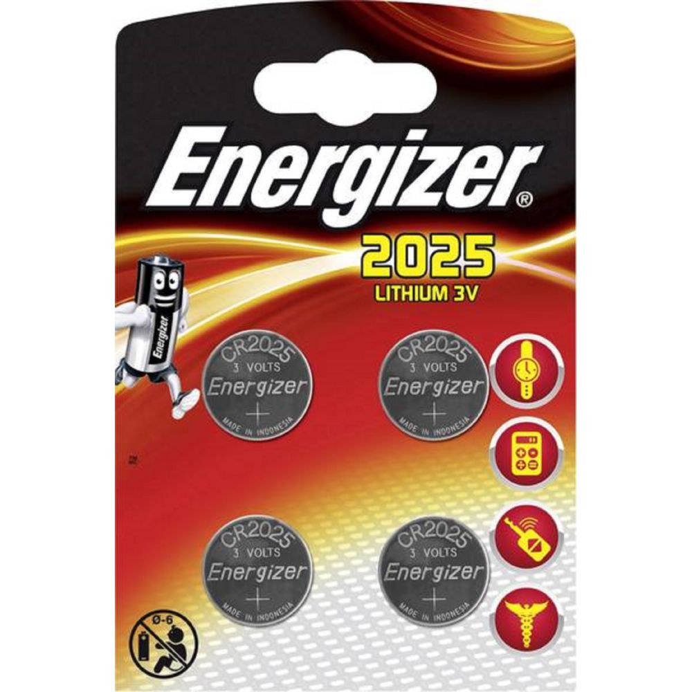 Energizer - 4 piles boutons CR2025 Lithium 3V - Piles spécifiques