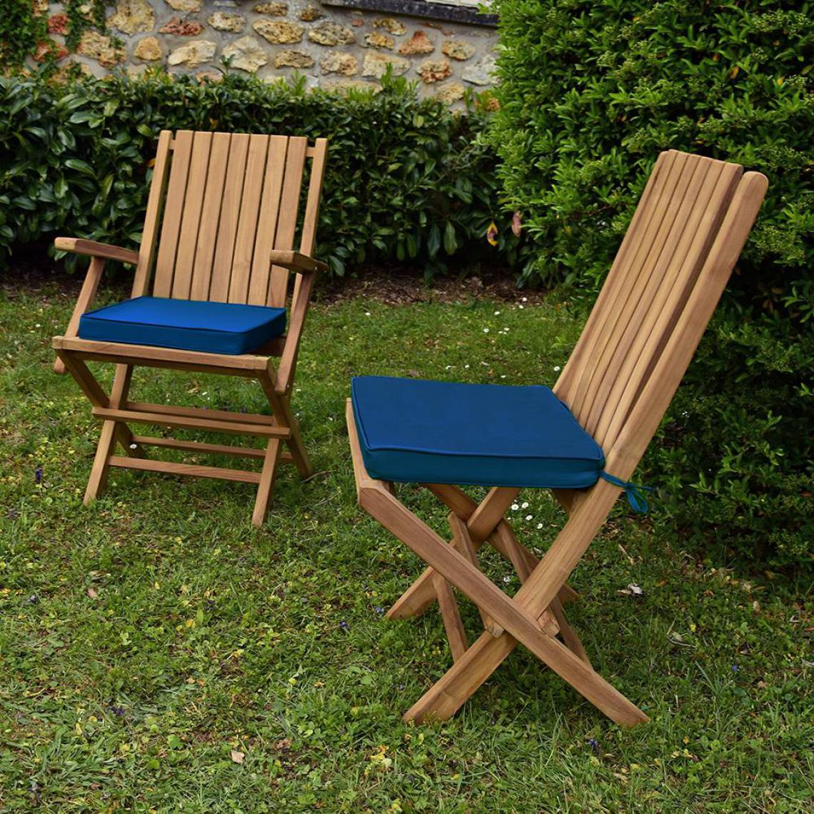 Teck'Attitude - Coussin bleu marine pour chaises et fauteuils pliants - Coussins, galettes de jardin