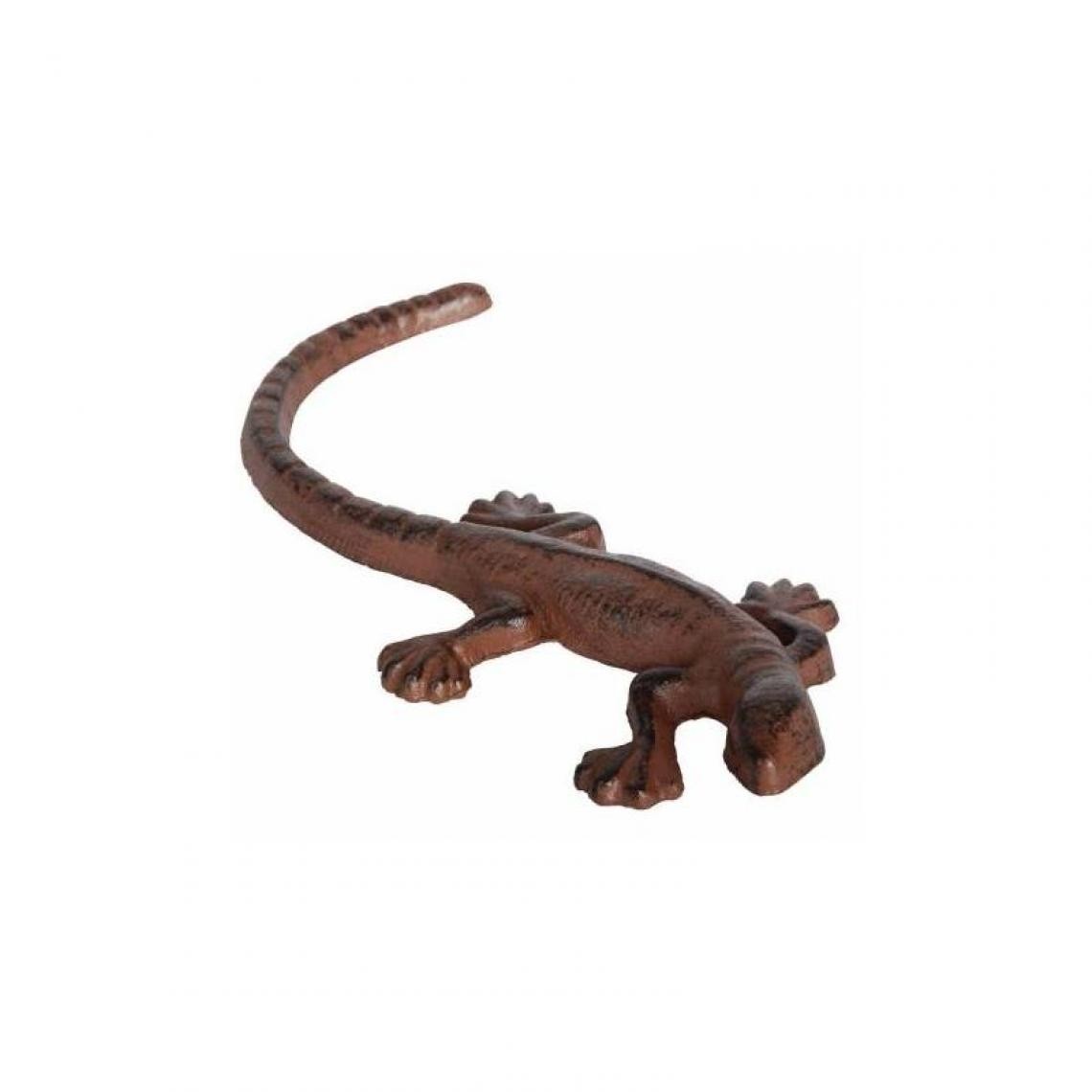 L'Héritier Du Temps - Statuette Salamandre ou Animal Décoratif à Poser en Fonte Patinée Marron 2,7x24x11cm - Petite déco d'exterieur