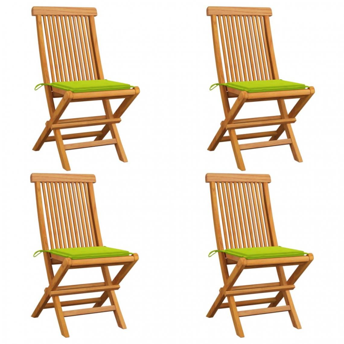 Vidaxl - vidaXL Chaises de jardin avec coussins vert vif 4 pcs Bois de teck - Chaises de jardin