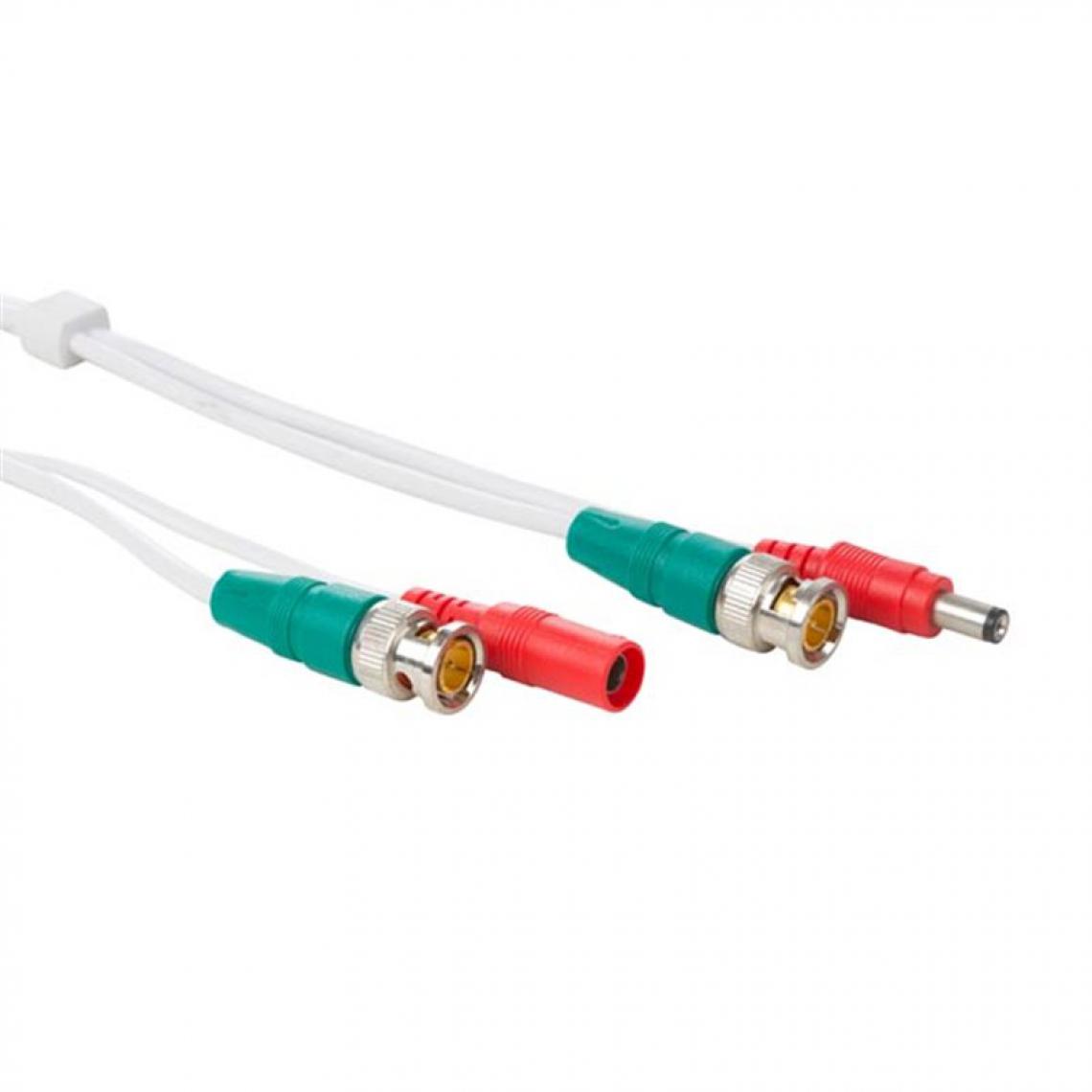 Perel - Câble D'Alimentation Et Câble Vidéo Pour Cctv - 18 M - Blanc - Standard - Adaptateurs