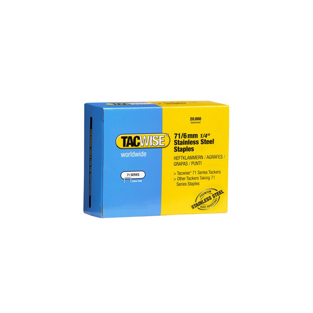 Tacwise - Boîte de 20000 agrafes en acier inoxydable type 71 L. 6 mm - TA-1014 - Tacwise - Clouterie