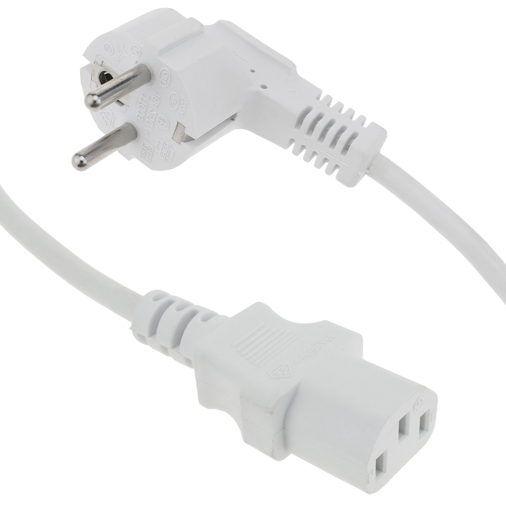 Bematik - Câble d'alimentation IEC-60320 blanc C13 SCHUKO-male 3m - Fils et câbles électriques