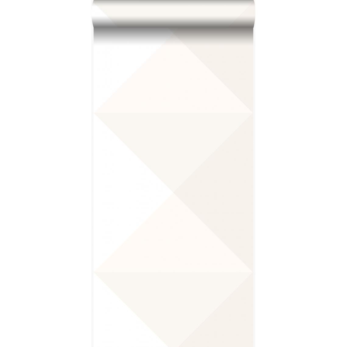 Origin - Origin papier peint gros triangles beige crème clair et blanc mat - 347495 - 53 cm x 10,05 m - Papier peint