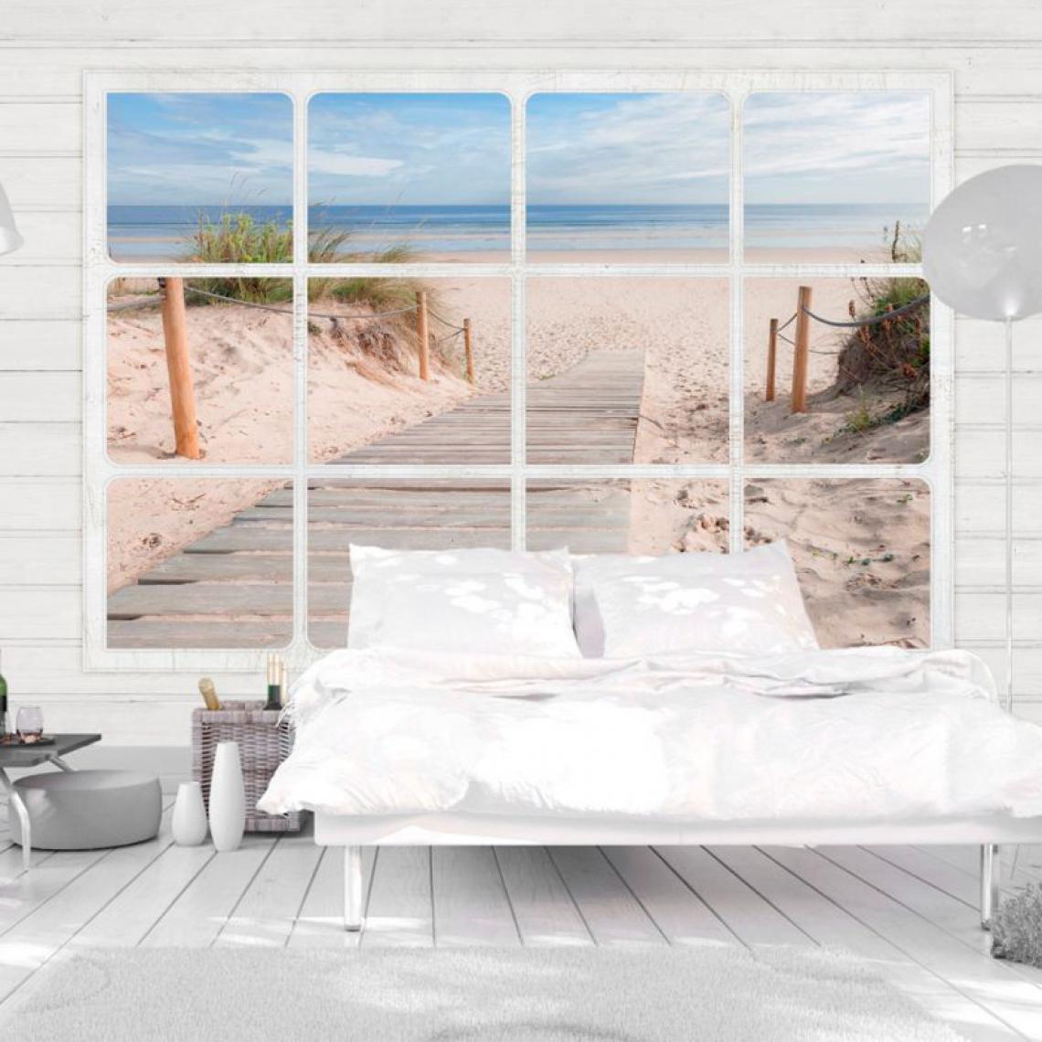 Artgeist - Papier peint - Window & beach .Taille : 300x210 - Papier peint