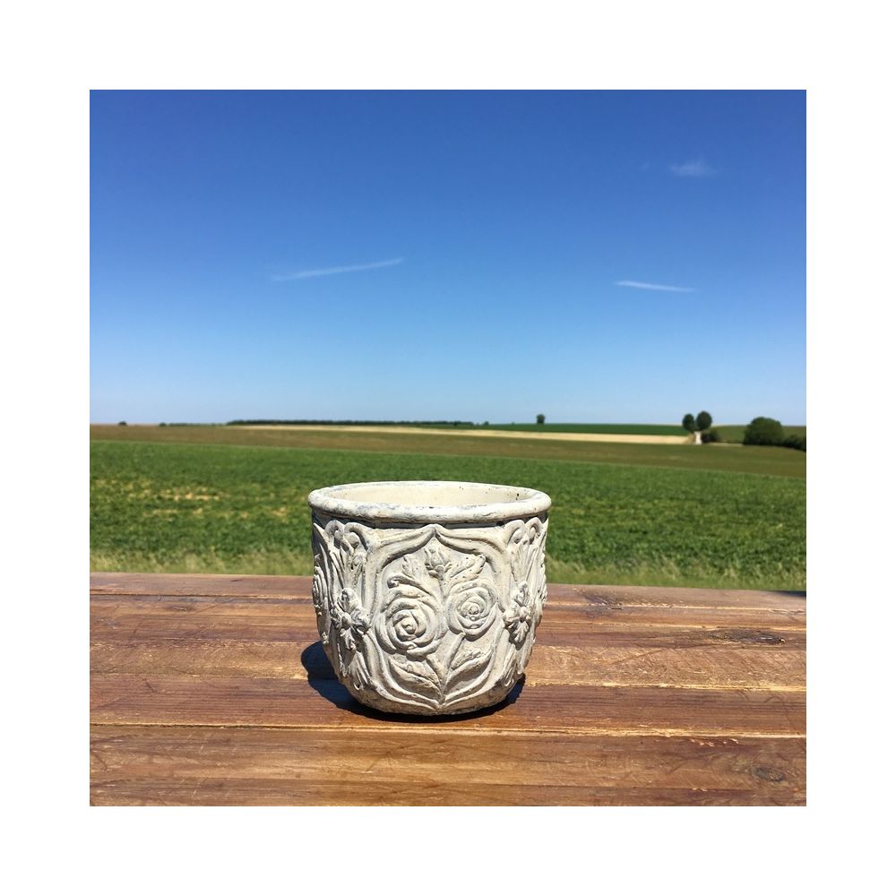 L'Originale Deco - Pot Cache Pot Style Ancien Antique de Charme Terre Cuite ø 11 cm x 9 cm - Poterie, bac à fleurs