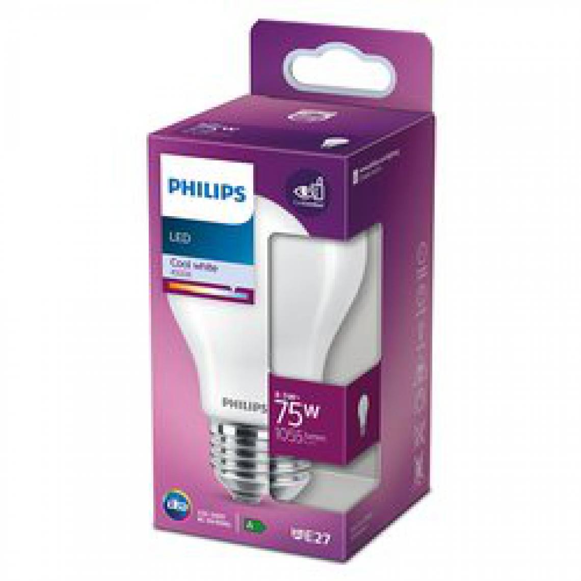 Philips - Ampoule LED standard E27 PHILIPS EQ75W verre blanc froid - Ampoules LED