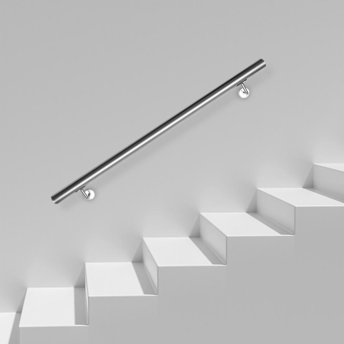 Einfeben - Main courante en acier inoxydable Rampe d'escalier Support mural Dispositif de fixation Escaliers Acier affiné 100cm - Escalier escamotable