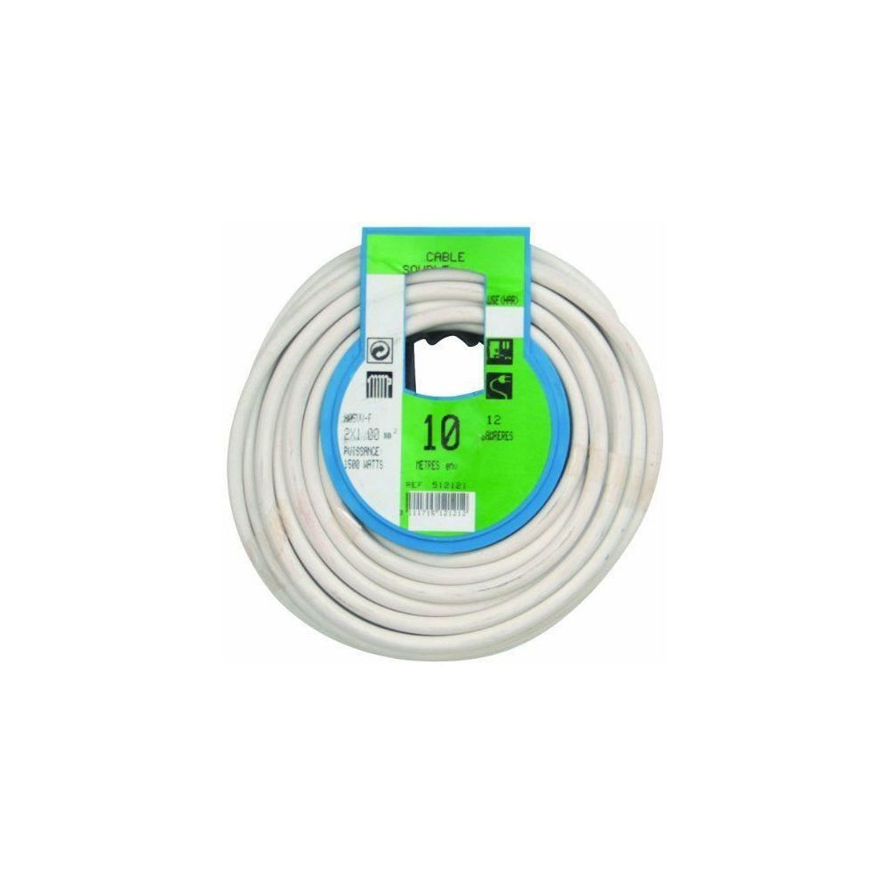 marque generique - PROFIPLAST Couronne de câble 10 m HO5VVF 2 x 1 mm2 Blanc - Fils et câbles électriques