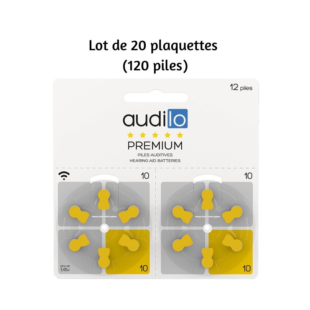 Audilo - Lot de 20 plaquettes de piles 10 Audilo (120 piles) - Piles rechargeables