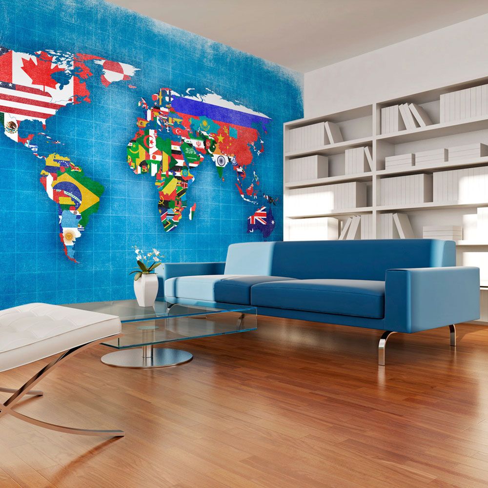 Bimago - Papier peint - Flags of countries - Décoration, image, art | Carte du monde | - Papier peint