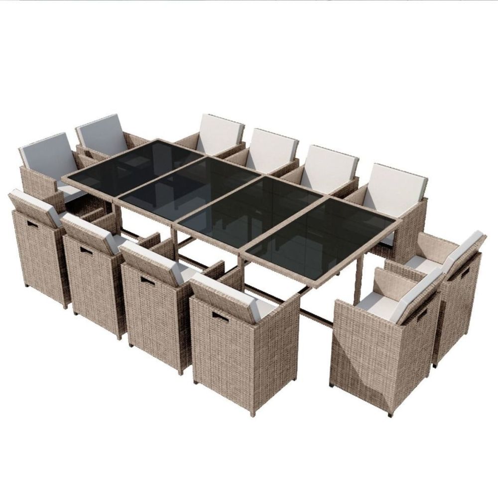 marque generique - Icaverne - Ensembles de meubles d'extérieur serie Jeu de salle à manger d'extérieur 37 pcs Poly Rotin Gris/Beige - Ensembles canapés et fauteuils