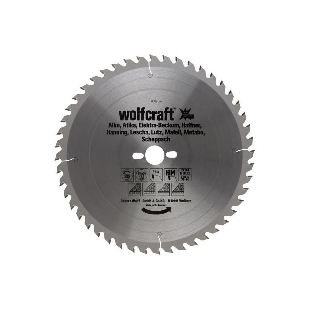 Wolfcraft - WOLFCRAFT Lame scie table CT 48 dents - Ø315x30x3.2mm - Accessoires sciage, tronçonnage