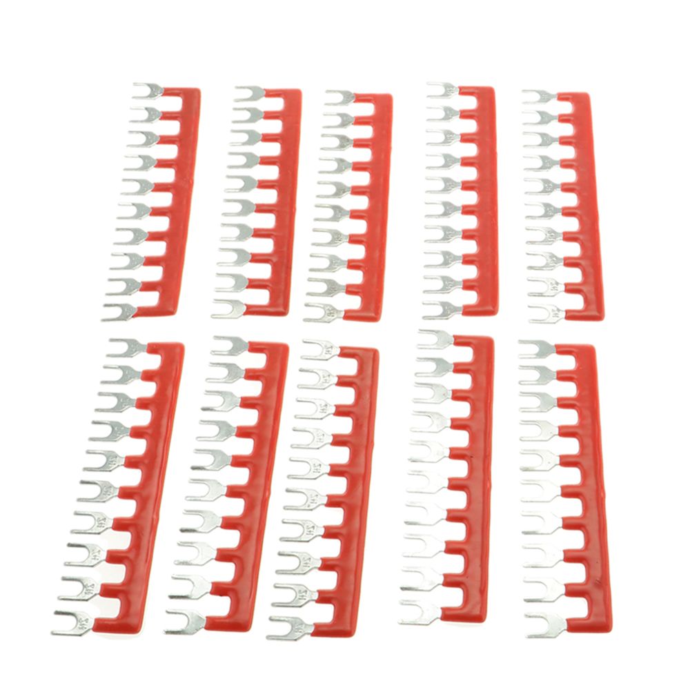 marque generique - Bande de cavalier de barrière de bornier pré-isolée pour fourche 10Positions, rouge - Accessoires de câblage