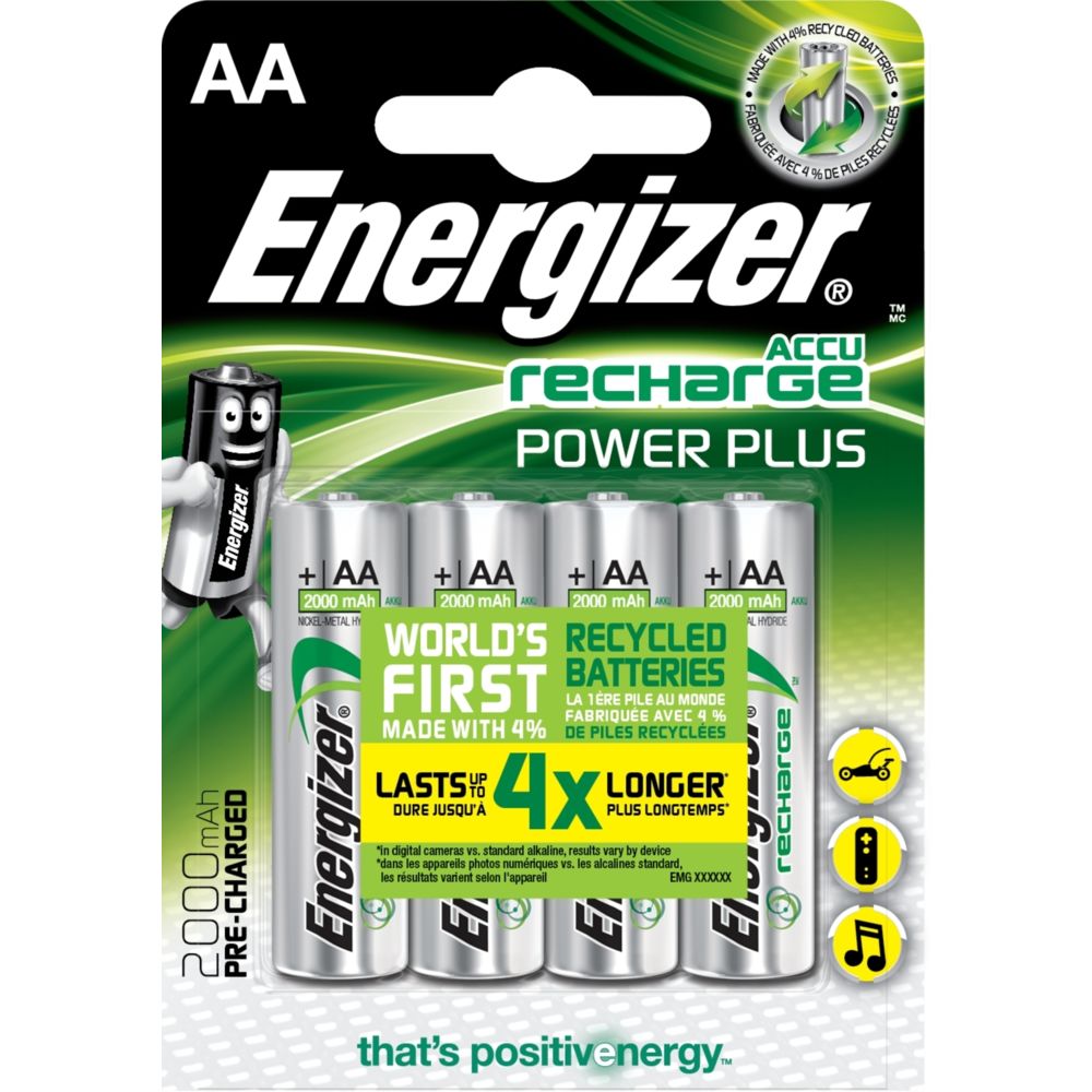 Energizer - pile rechargeable - energizer powerplus - aa - 2000mah - x4 - energizer 417012 - Piles rechargeables