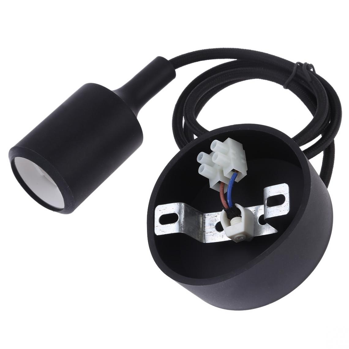 Wewoo - E27 Support de lampe DIY Plafonnier Lustre Ampoules Vis Silicone Base SocketLongueur du câble 1 m Noir - Douilles électriques
