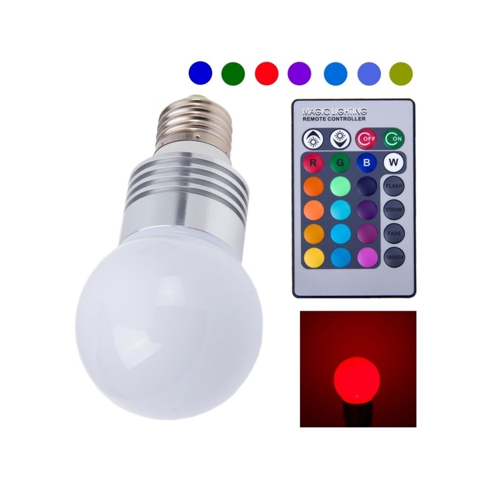 Wewoo - Ampoule Lampe LED E27 RGB 1W avec télécommande - Ampoules LED