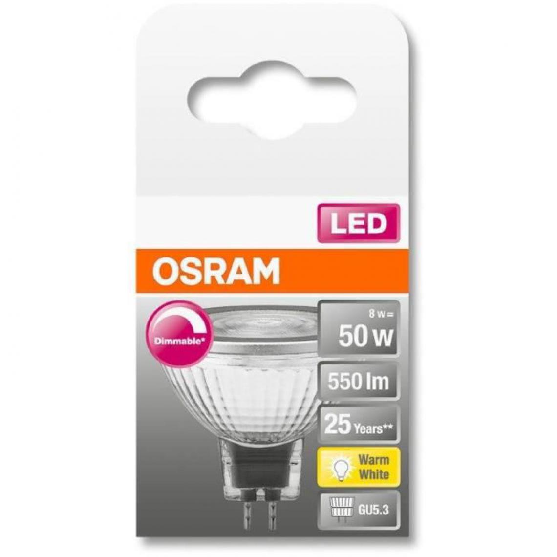 Osram - Spot MR16 LED 36° verre variable - 8W - Ampoules LED