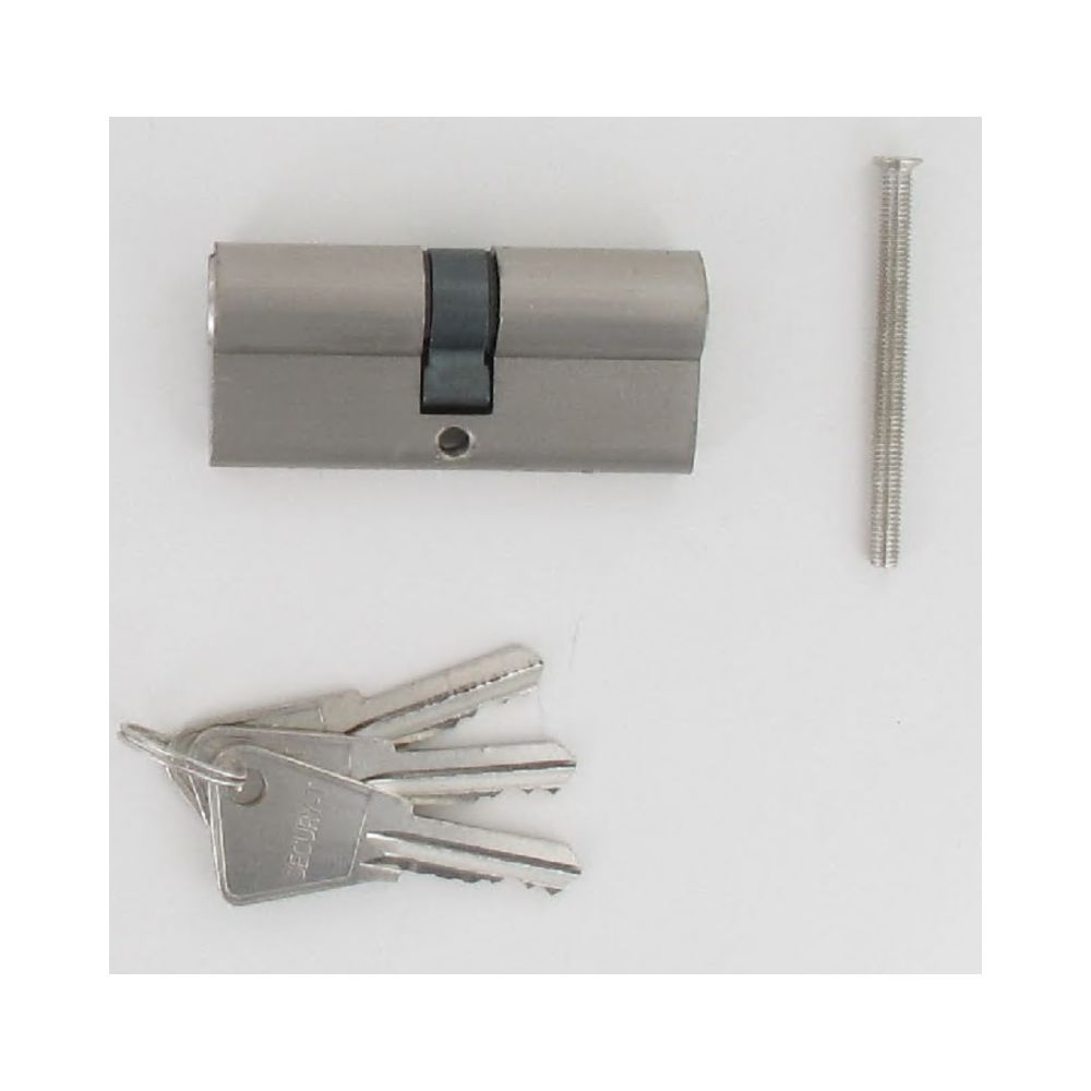 Secury-T - Cylindre de 60 mm (30x30) laiton massif chromé satiné 3 clés laiton nickelé - Cylindre de porte