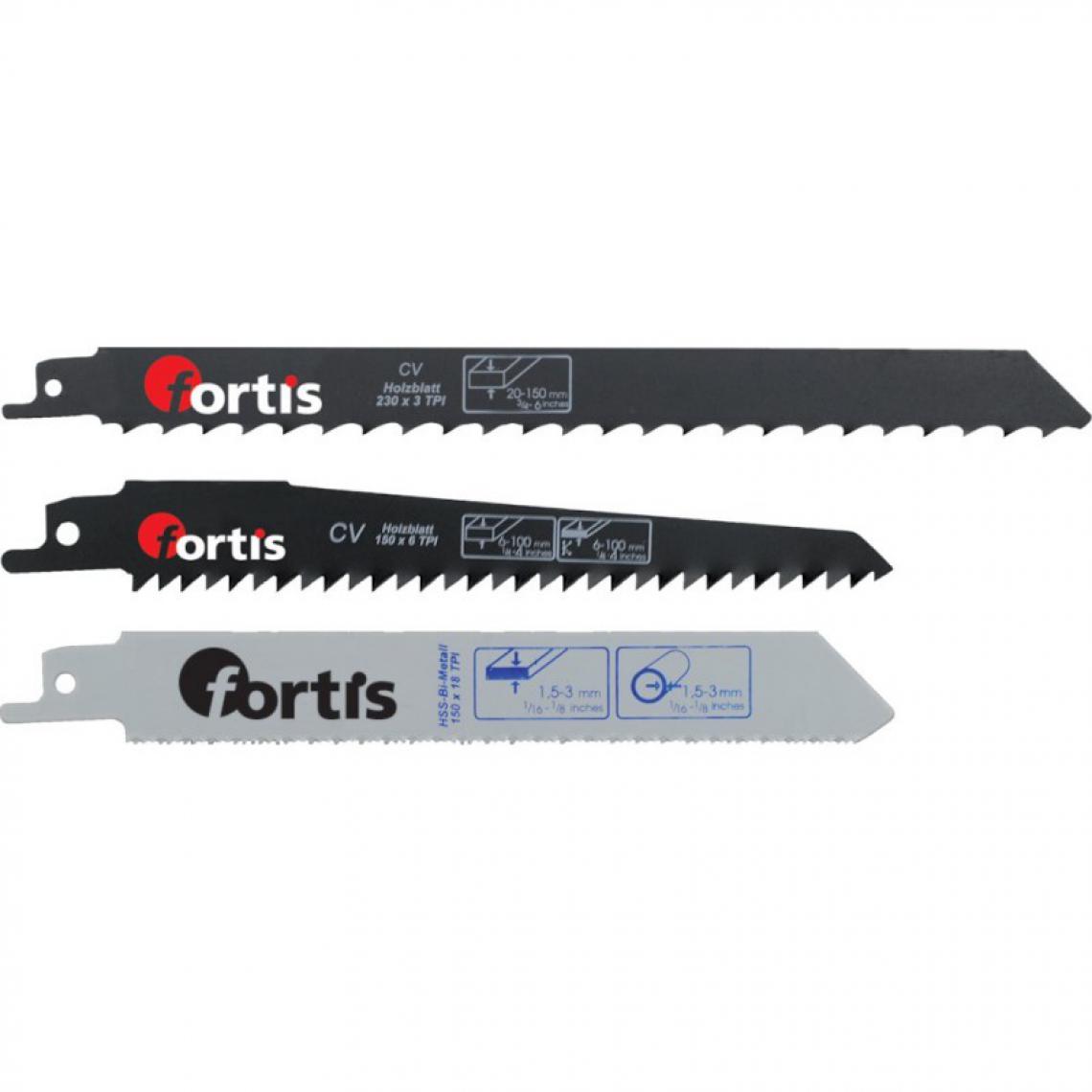 Fortis - Lot 3 lames scie sabre FORTIS - Scies sabres, égoïnes