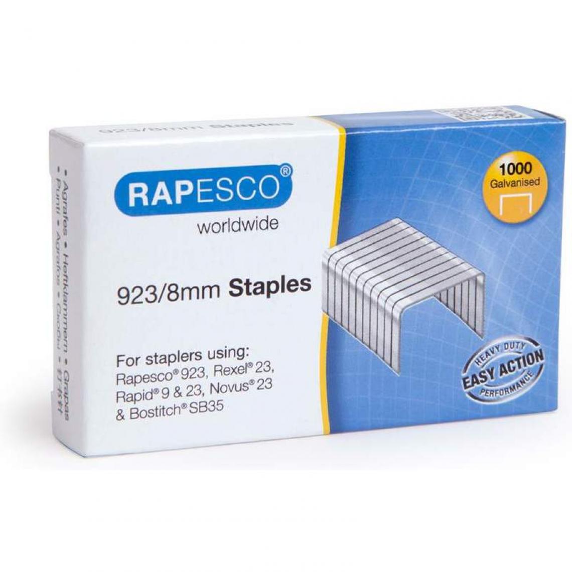 Rapesco - RAPESCO Agrafes 923/8, 1.000 pièces, galvanisé () - Boulonnerie