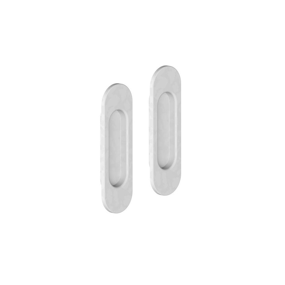 Slid'Up By Mantion - Lot de 2 poignées à encastrer ovales, plastique finition acier blanc - Poignée de porte