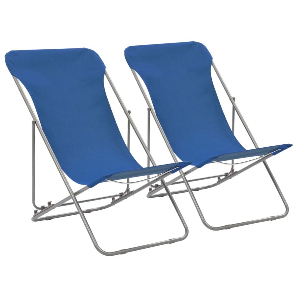 Vidaxl - Chaise de plage pliable 2 pcs Bleu Acier et tissu oxford - Sièges d'extérieur - Chaises d'extérieur | Bleu | Bleu - Chaises de jardin