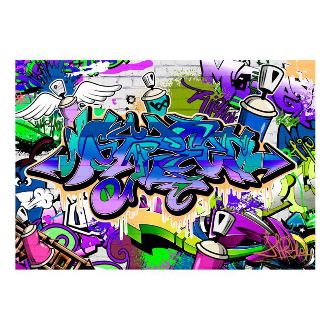 Artgeist - Papier peint - Graffiti: violet theme .Taille : 150x105 - Papier peint