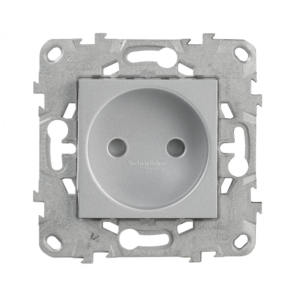 Schneider Electric - Prise simple 2P bornes à vis 16A aluminium Unica - Interrupteurs et prises en saillie