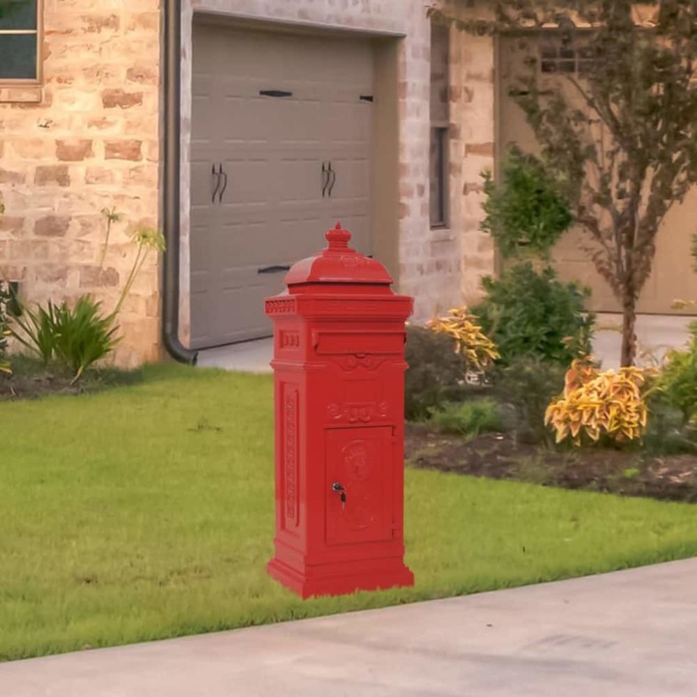 Vidaxl - Boîte aux lettres à pilier Aluminium Vintage antirouille Rouge - Maison et jardin/Décorations/Fentes à lettres | Rouge | Rouge - Boîte aux lettres