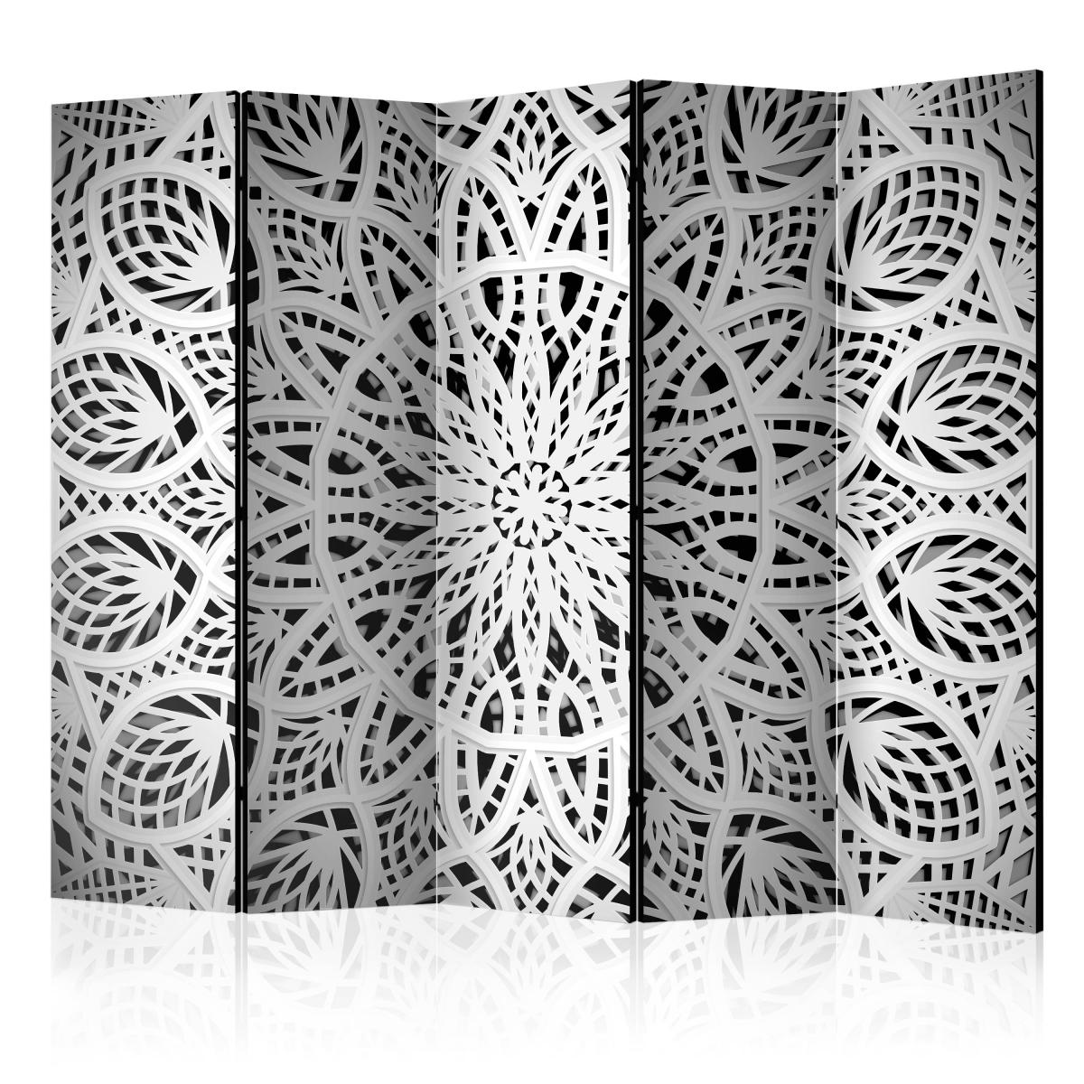 Bimago - Paravent 5 volets - White Mandala II [Room Dividers] - Décoration, image, art | 225x172 cm | XL - Grand Format | - Cloisons