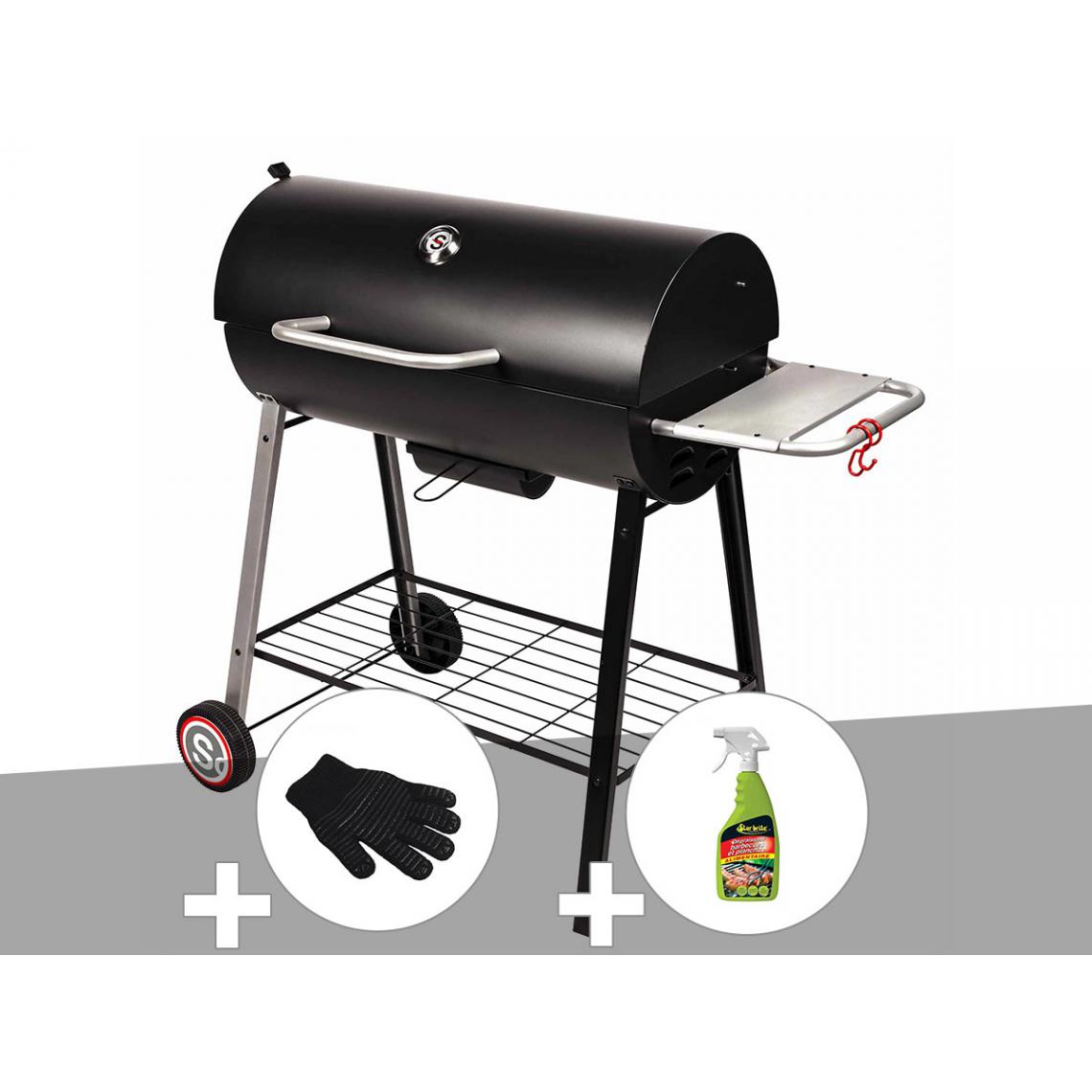 Somagic - Barbecue à charbon sur chariot Michigan - Somagic + Gant de protection + Dégraissant pour barbecue - Barbecues charbon de bois