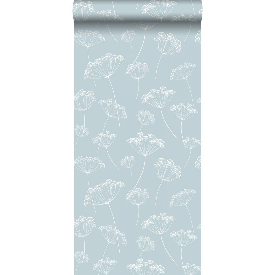 ESTAhome - ESTAhome papier peint ombelles bleu clair et blanc - 139102 - 0.53 x 10.05 m - Papier peint