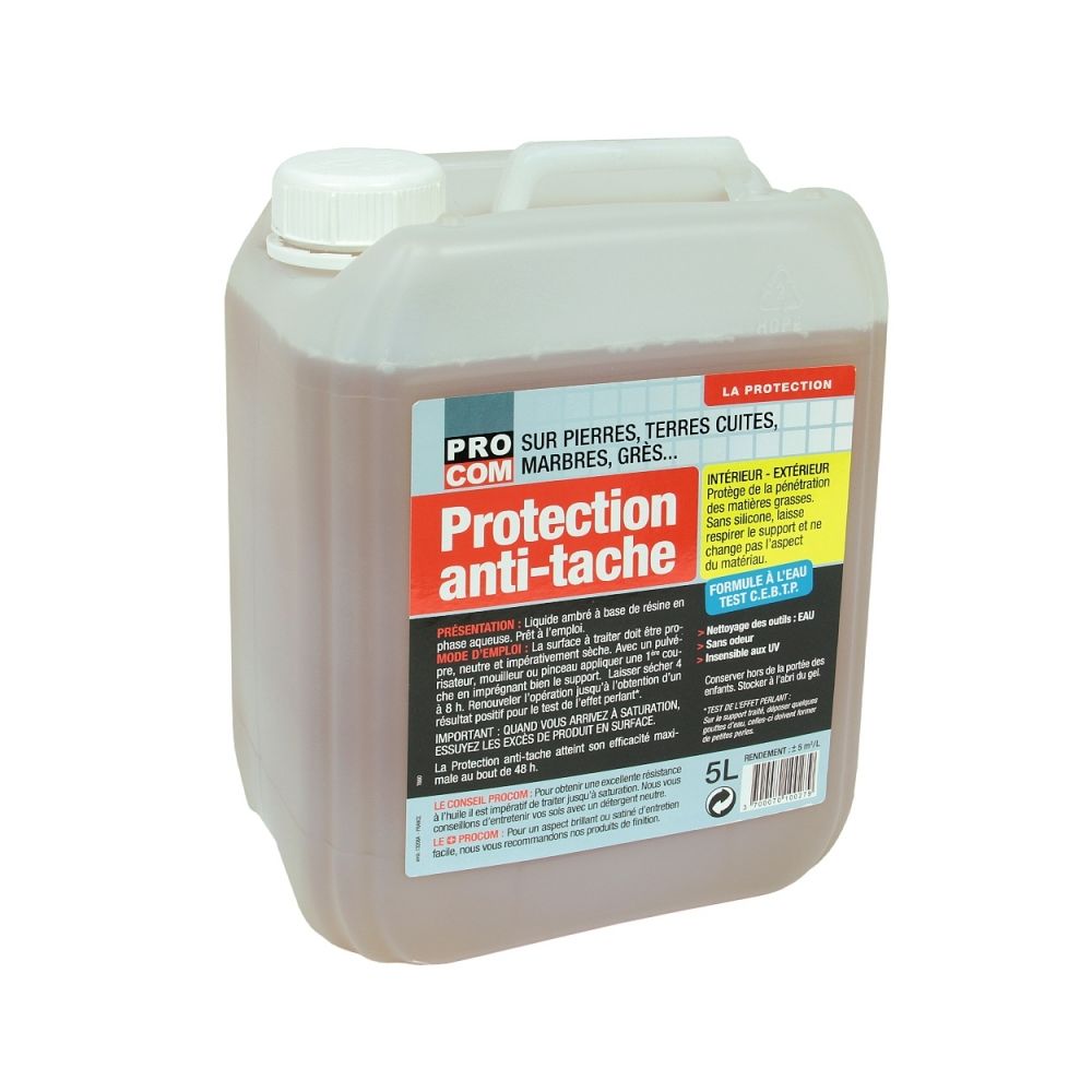 Procom - Protection anti-tache oléofuge et hydrofuge contre graisses et huiles pour sol-20 litres - Imperméabilisant mur & sol