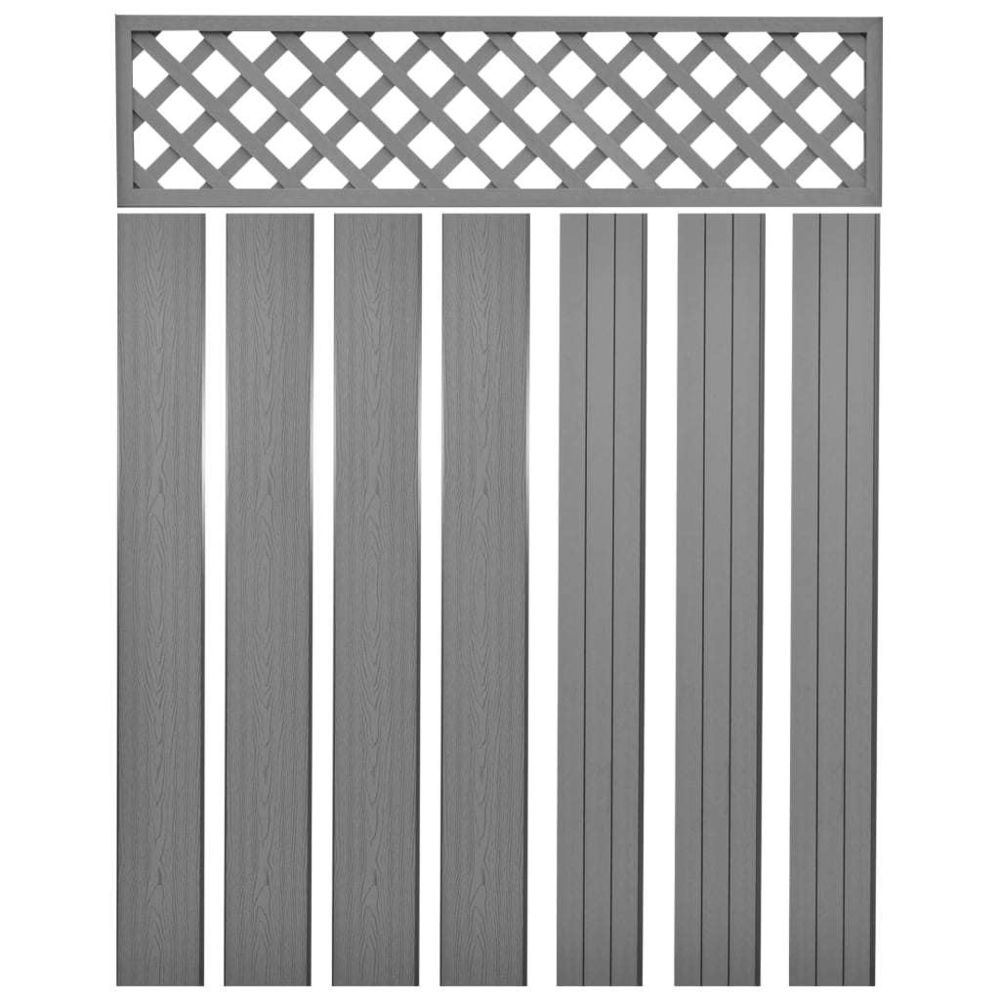 Vidaxl - Panneau de clôture de remplacement WPC 7 pcs 170 cm Gris - Clôtures et barrières - Panneaux de clôture | Gris | Gris - Portillon