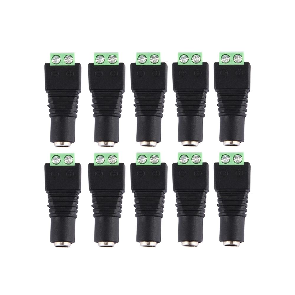 Wewoo - Pour LED Strip Light Vert + noir + 10 PCS Femelle 2.1x5.5mm DC Plug Adaptateur Connecteur - Fiches électriques
