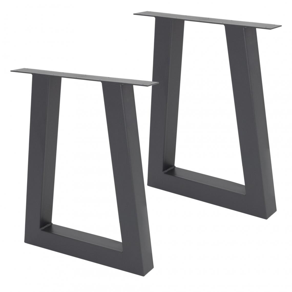 Ecd Germany - 2 x Pieds de table industriel cadre de meuble en forme de H anthracite 60x72 cm - Pieds & roulettes pour meuble